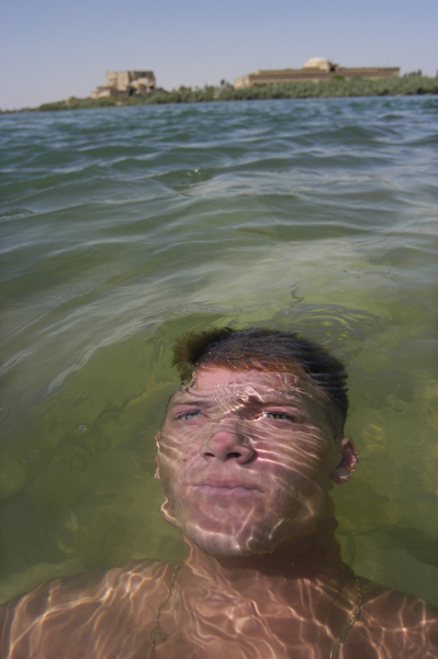 Soldier Swims Euphrates River, Ar Ramadi