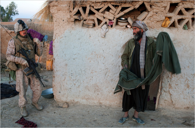 afghan man and marine