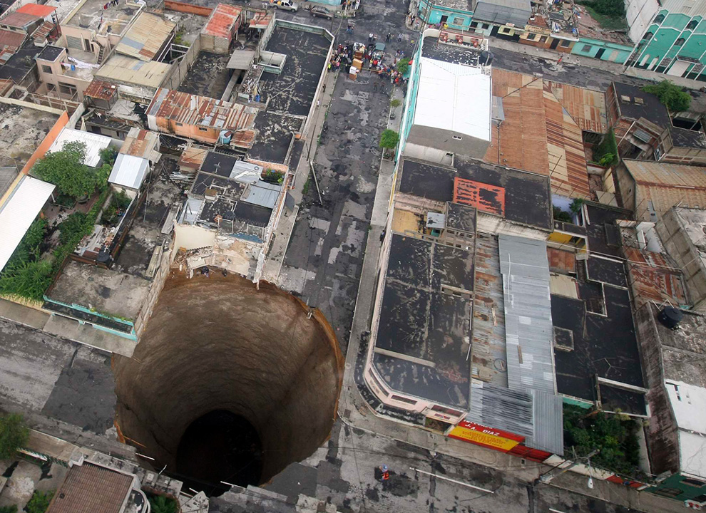 Guatemala sinkhole aerial view