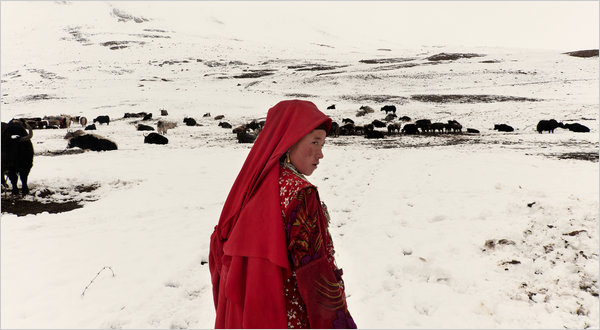 Afghan woman, August snow