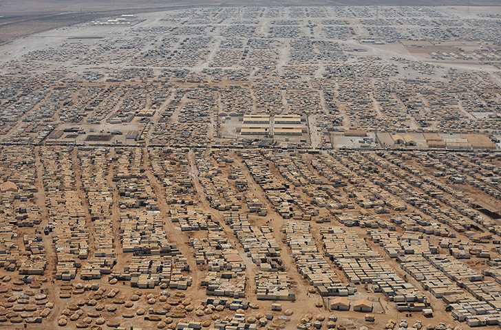 An aerial view of the Zaatari refugee camp near Mafraq, Jordan